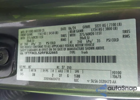 2024 Ford F-150 Stx from USA, damaged, VIN 1FTFW2L52RFB22865